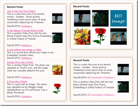 recent posts widget with thumbnails from blogger plugins